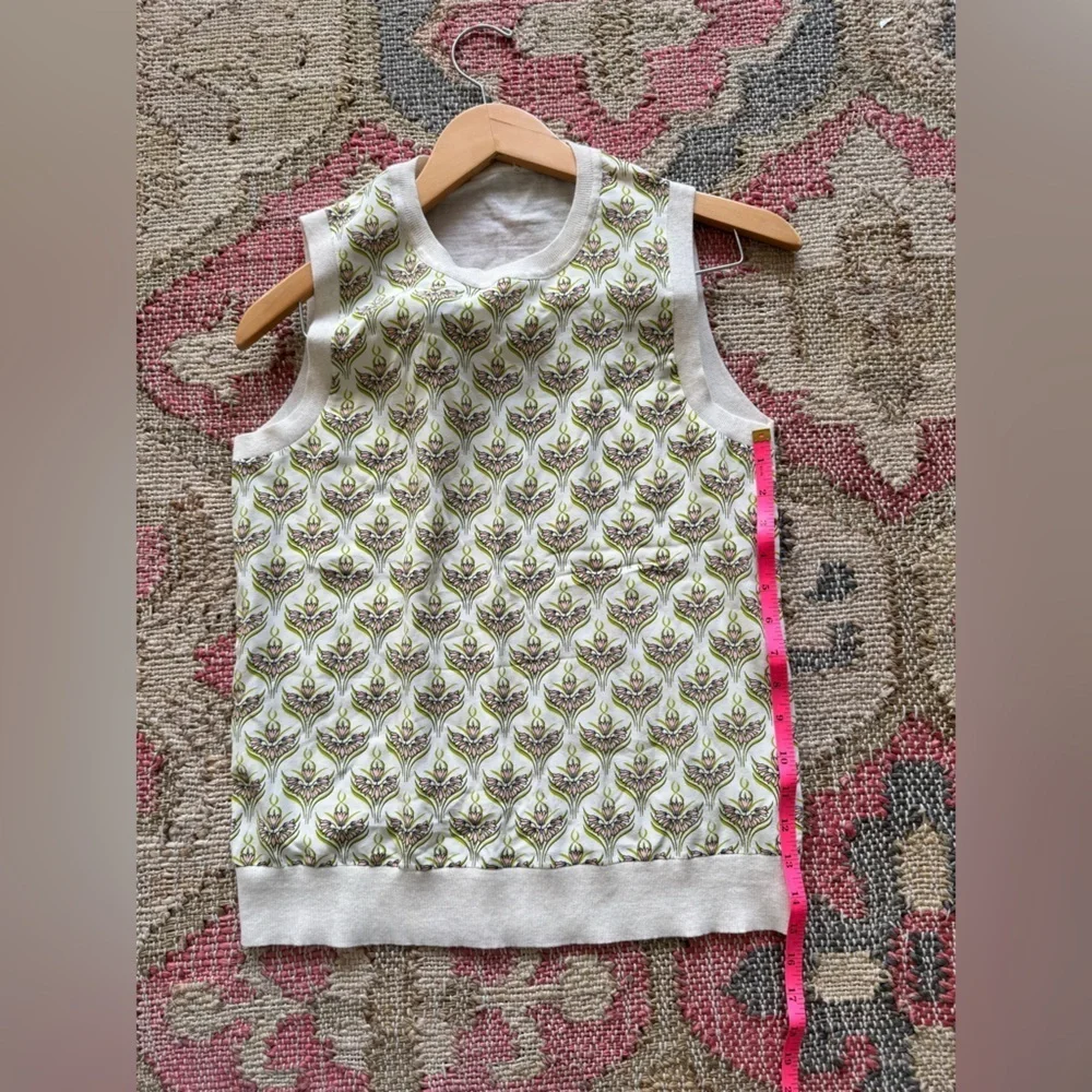 Tory Burch Silk Front Merino Wool Back Sleeveless Top, Fits like a small